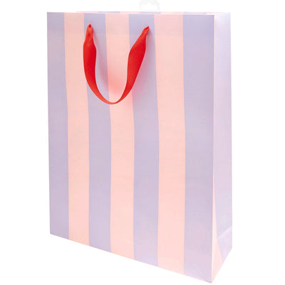 GESCHENKTÜTE STREIFEN ROSA-FLIEDER 18X26X12CM