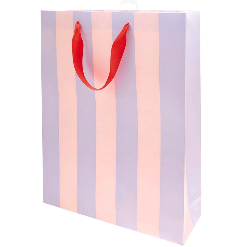 GESCHENKTÜTE STREIFEN ROSA-FLIEDER 18X26X12CM