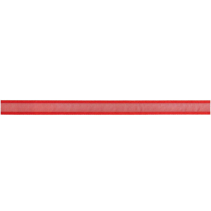 Organzaband, Roter Rand, 9 mm x 3 m