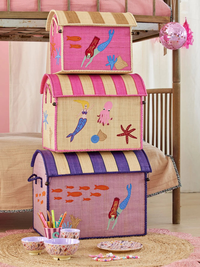 Raffia Aufbewahrungshaus - Mehrfarbig - Mermaid Theme - Klein