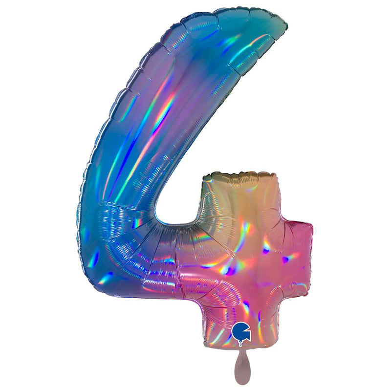 Zahlenballon 4 XXL  - Regenbogen