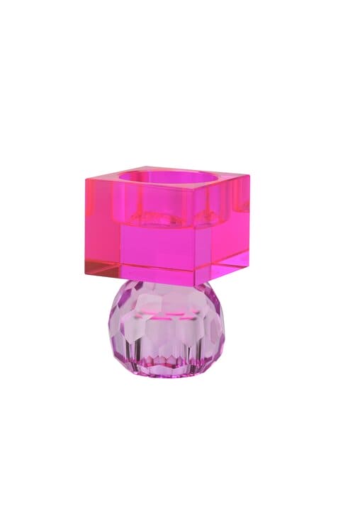 SARI, KRISTALLGLAS, KERZENHALTER/TEELICHTHALTER, KUGEL/CUBE, HELLLILA/PINK