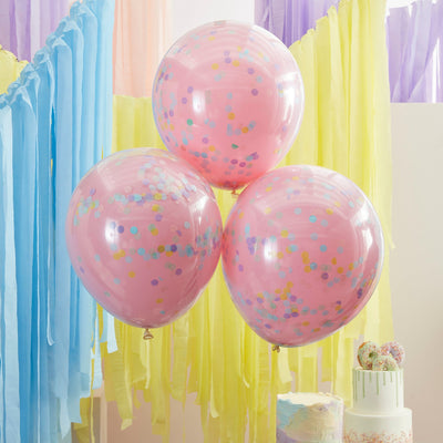 3 Balloons - Double Stuffed Pastel Confetti Balloons | Boutique Ballooons
