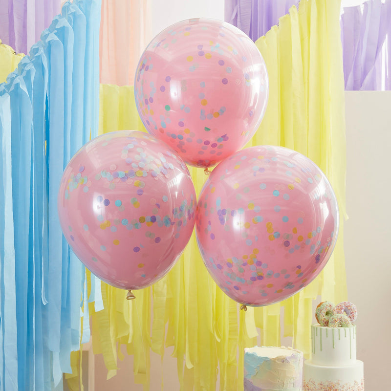 3 Balloons - Double Stuffed Pastel Confetti Balloons | Boutique Ballooons