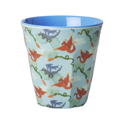 Mittelgroße Becher - Blau - Dragon Print