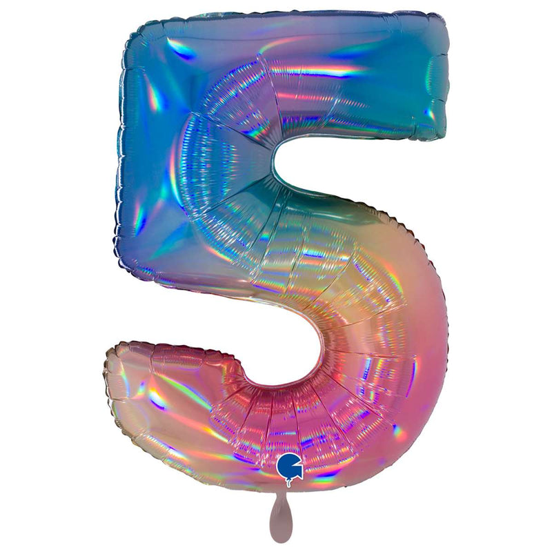 Zahlenballon 5 XXL  - Regenbogen