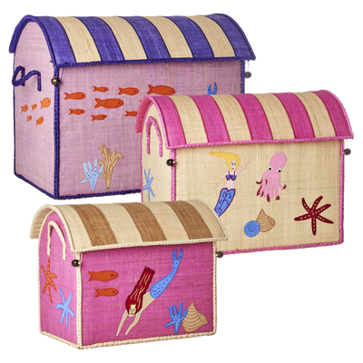 Raffia Aufbewahrungshaus - Mehrfarbig - Mermaid Theme - Klein