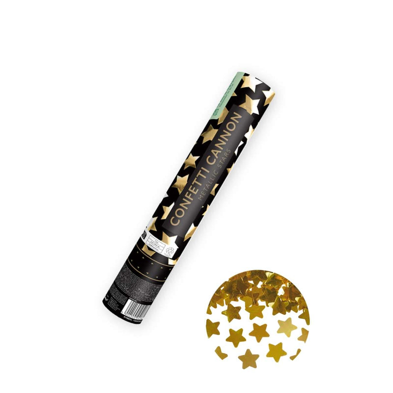 Konfettikanone - 28cm - Metallic - Stars - Gold