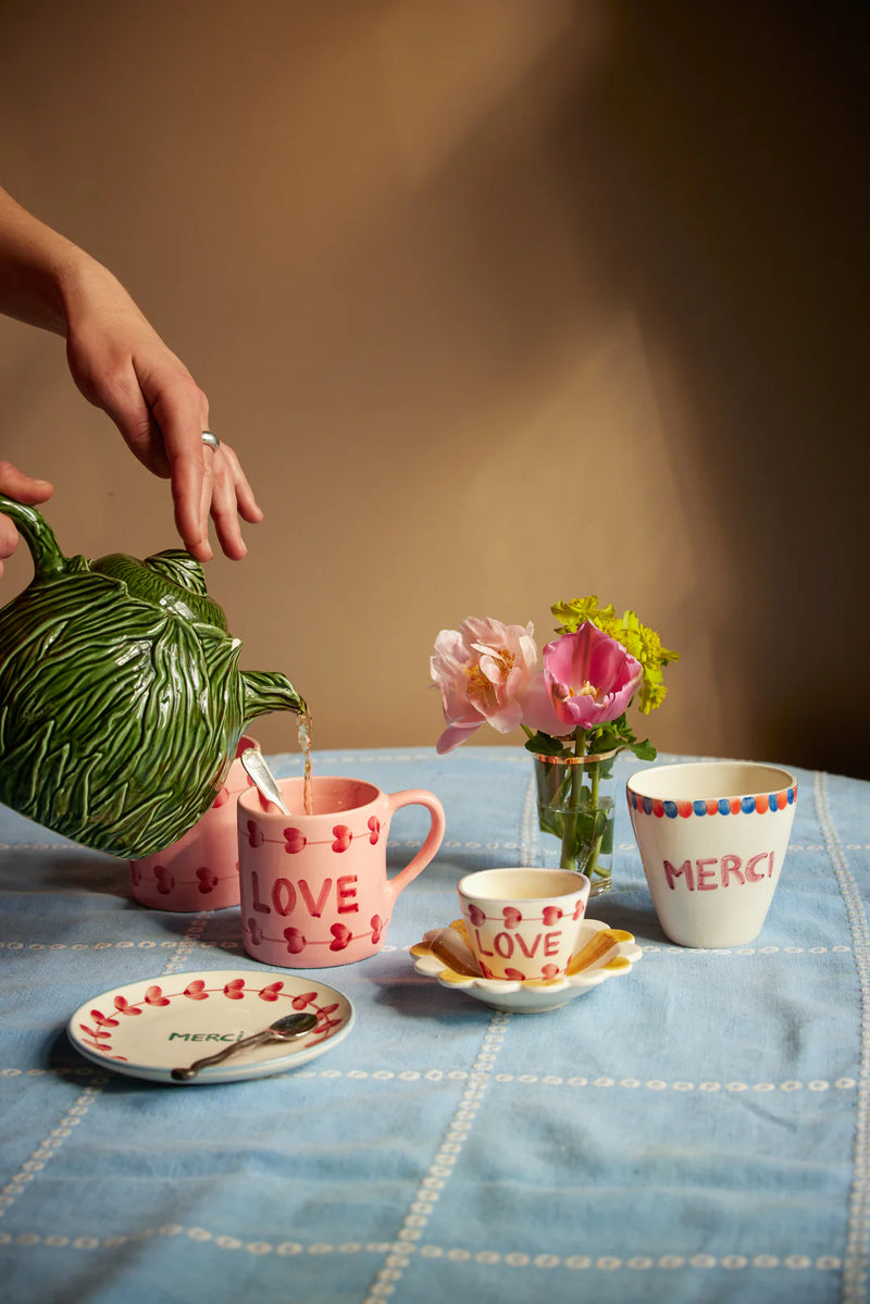 Keramik Becher - Pink - Hand-painted LOVE