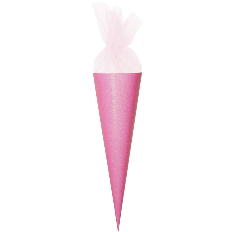 Schultüte mit Tüllverschluss, 70 cm, Glitter-Pink, FSC Recycled