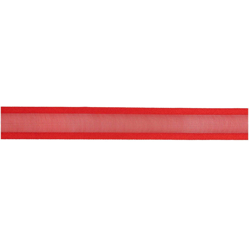 Organzaband, Roter Rand, 19 mm x 3 m