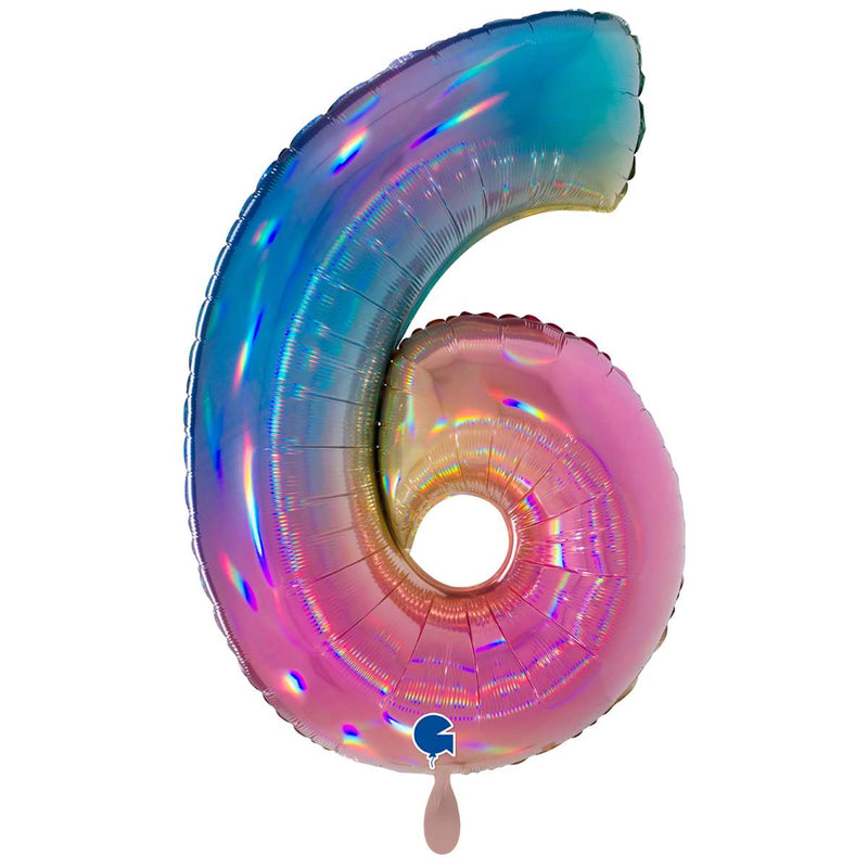Zahlenballon 6 XXL  - Regenbogen
