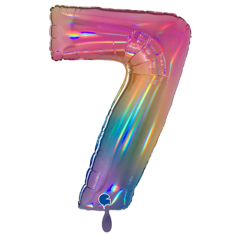 Zahlenballon 7 XXL  - Regenbogen