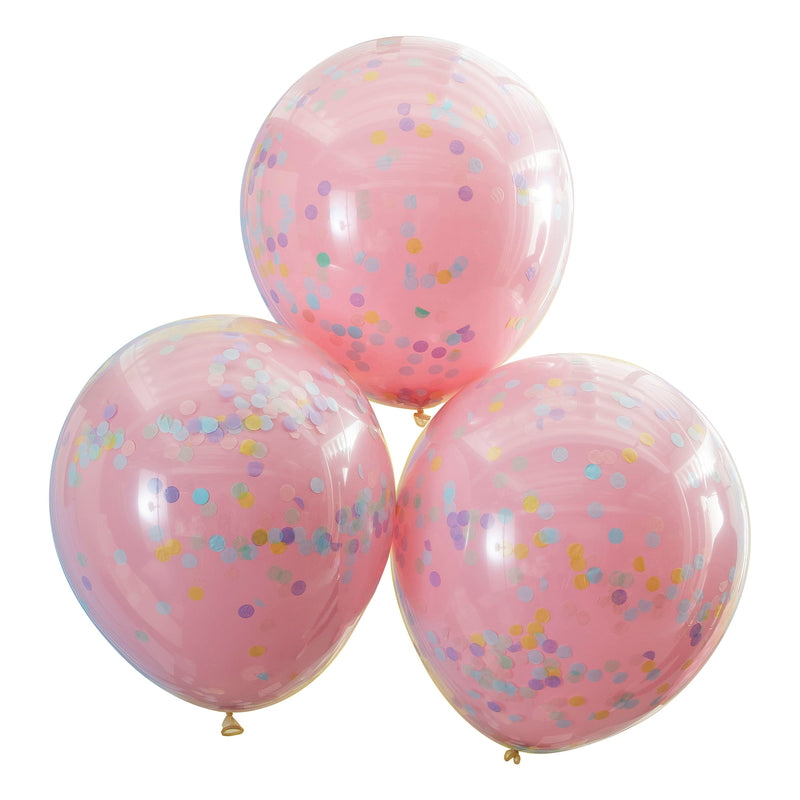 3 Balloons - Double Stuffed Pastel Confetti Balloons | Boutique Ballooons