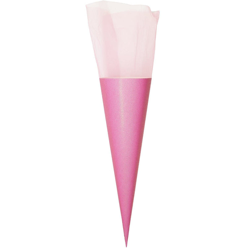 Schultüte mit Tüllverschluss, 70 cm, Glitter-Pink, FSC Recycled