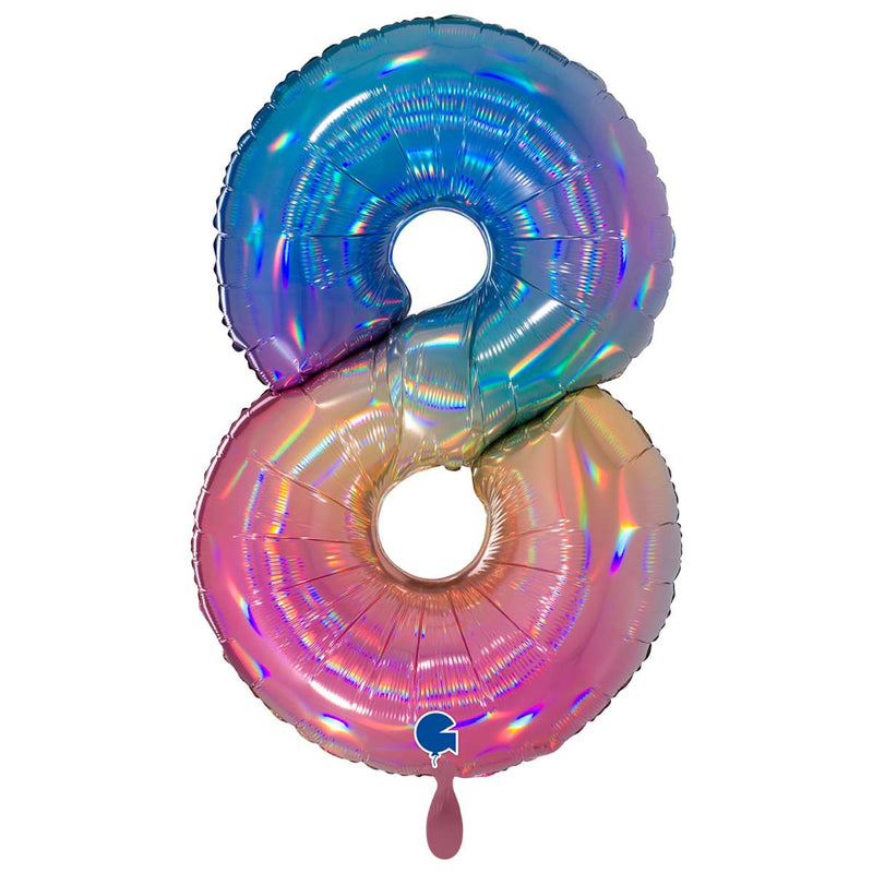Zahlenballon 8 XXL  - Regenbogen