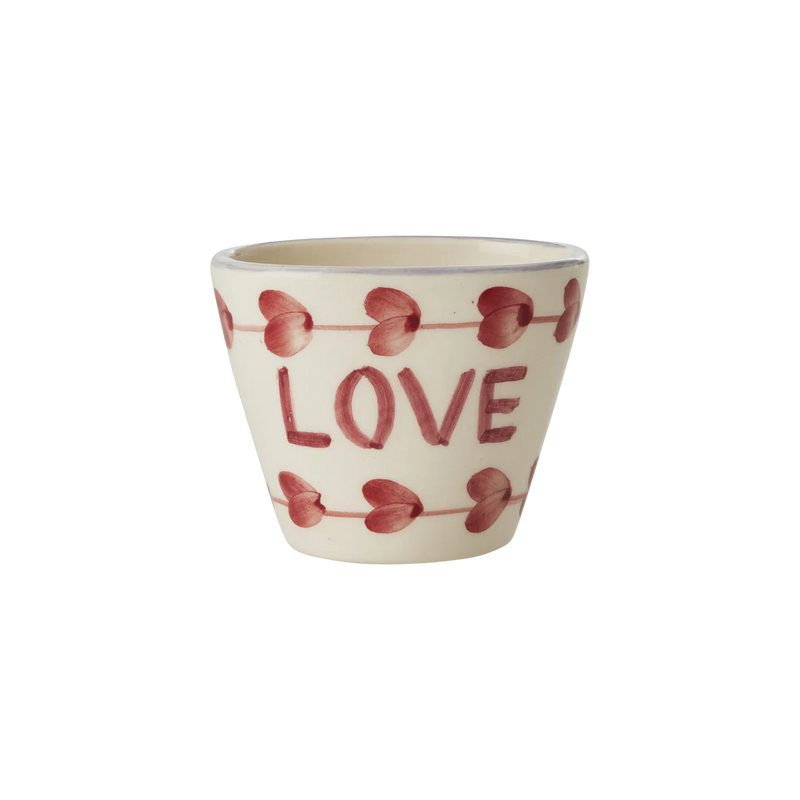 Extra klein Oval Keramik Espressobecher - Crème - Hand-painted LOVE
