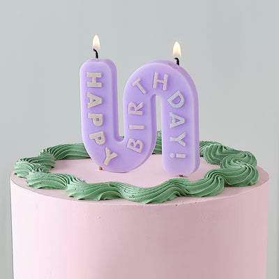Gewellte Pastellfarbene Happy Birthday Kerze | Boutique Ballooons