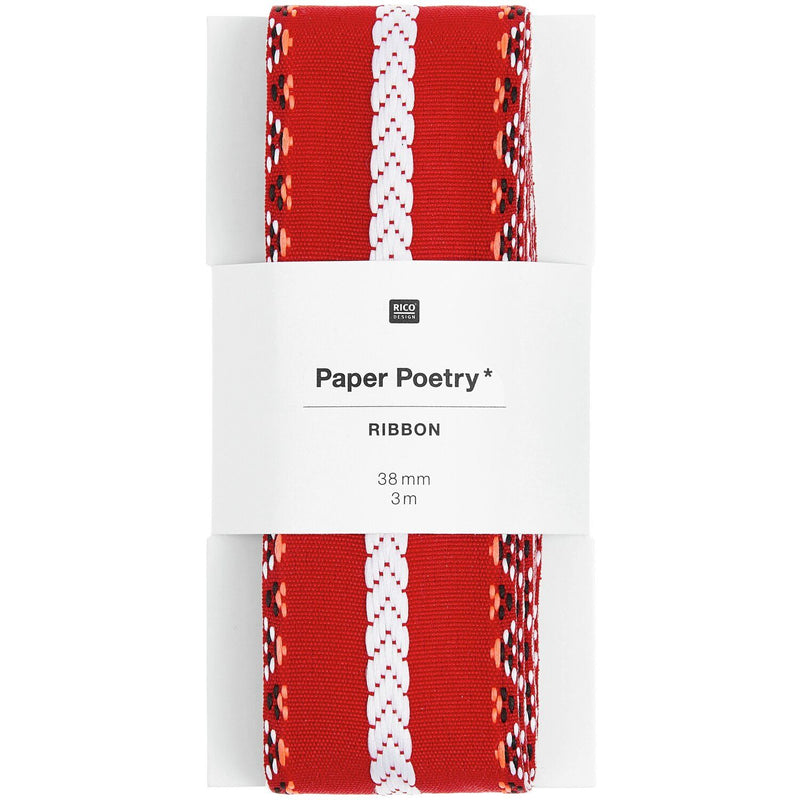 PAPER POETRY WEBBAND ZACKENMUSTER ROT/WEISS/SCHWARZ 38MMX3M