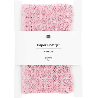 Spitzenband Pünktchen, Rosa, 58 mm x 3 m