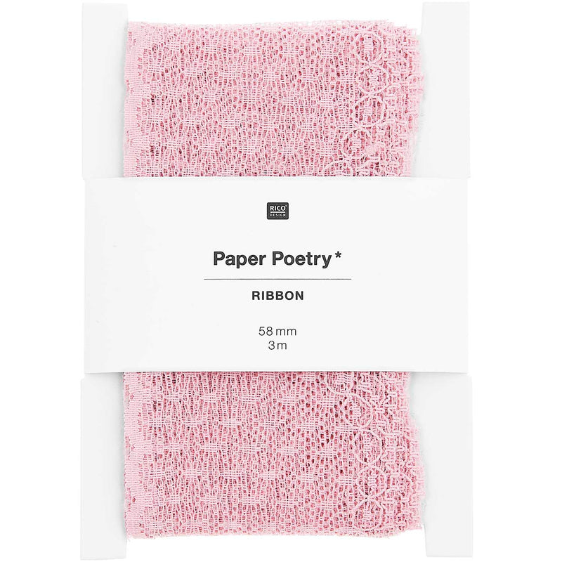 Spitzenband Pünktchen, Rosa, 58 mm x 3 m