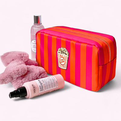 Romy Kosmetiktasche L Stripes Neon Pink Orange