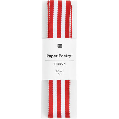 PAPER POETRY WEBBAND DUO STREIFEN ROT/WEISS 20MMX3M