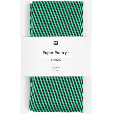 PAPER POETRY WEBBAND DIAGONALE STREIFEN 50MM 3M GRÜN