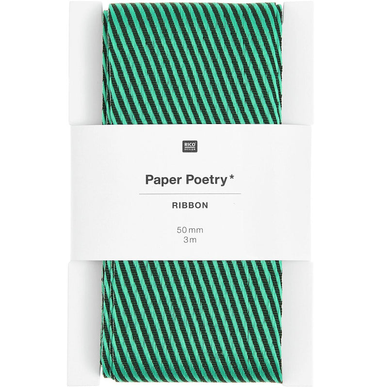 PAPER POETRY WEBBAND DIAGONALE STREIFEN 50MM 3M GRÜN