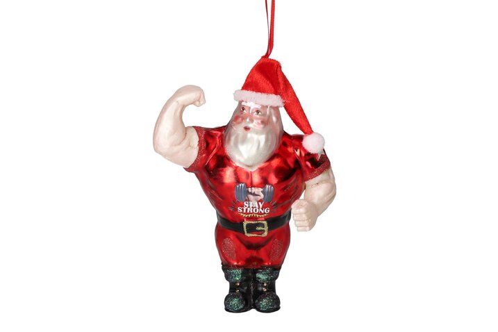 Hänger Bodybuilder Santa, rot