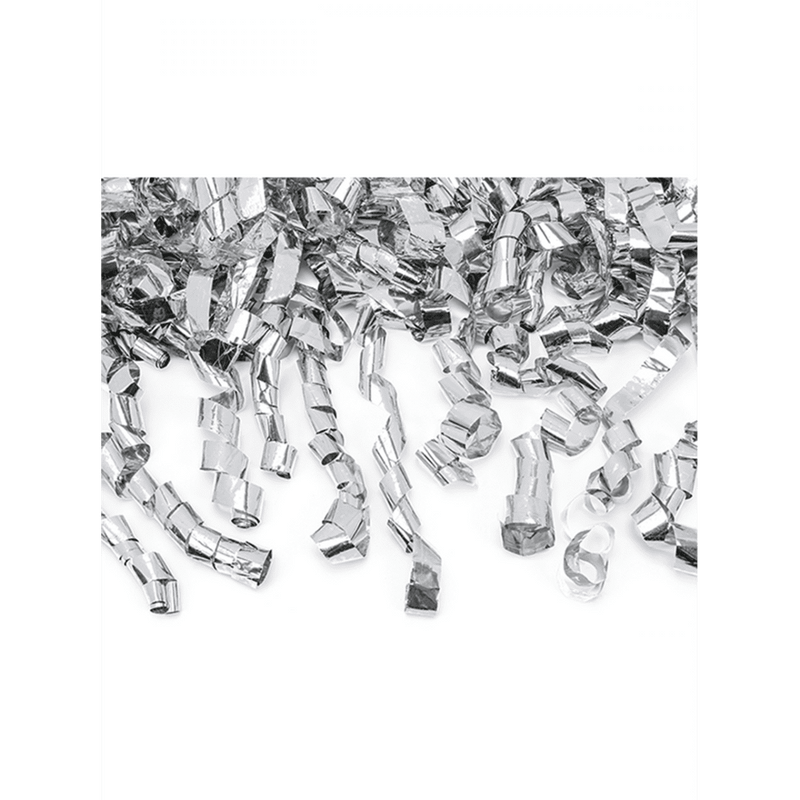 Konfettikanone XL - 60cm - Metallic - Luftschlangen - Silber