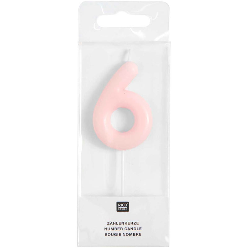ZAHLENKERZE 6 ROSA 10,5CM | Boutique Ballooons