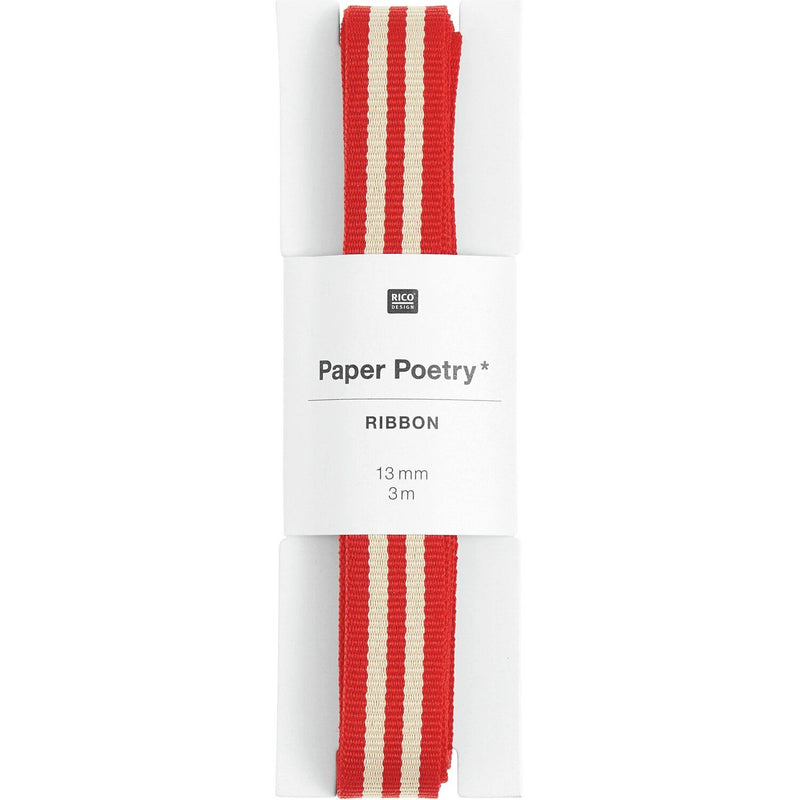 PAPER POETRY WEBBAND DUO STREIFEN ROT/CREME 13MMX3M