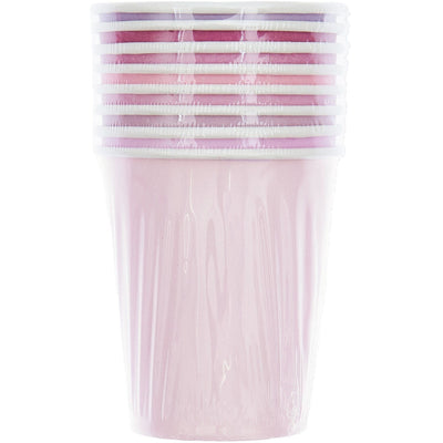 Pappbecher Mix, Rosa, FSC MIX, 8 Stk, 8 verschiedene Farben, 250 ml, 94 mm x 80 mm, 268 g/m2