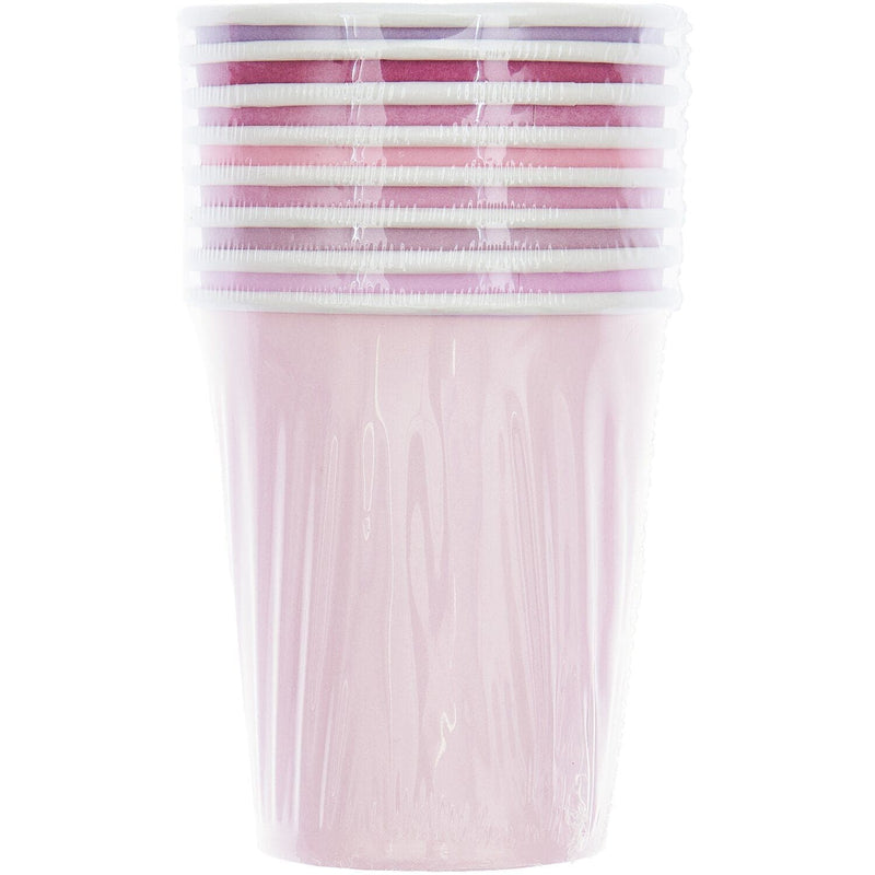 Pappbecher Mix, Rosa, FSC MIX, 8 Stk, 8 verschiedene Farben, 250 ml, 94 mm x 80 mm, 268 g/m2