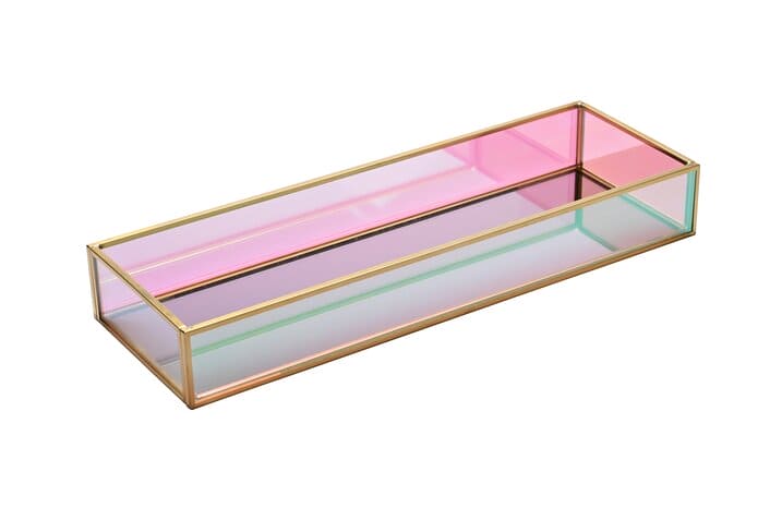 MIRROR, GLASBOX, LÄNGLICH, TRANSPARENT/GOLD