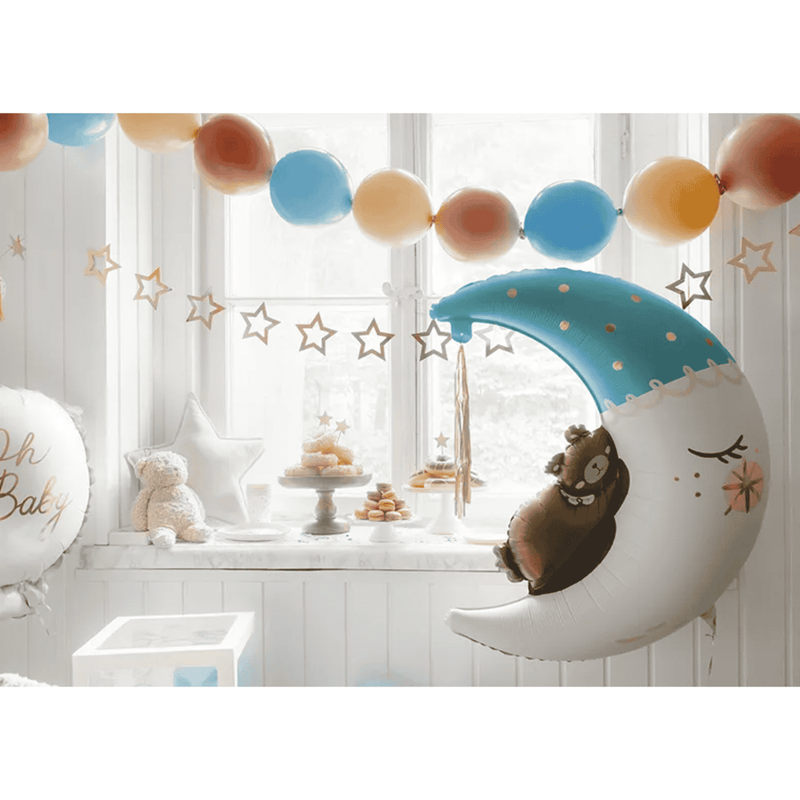 Folienballon Teddy On The Moon Blue XXL