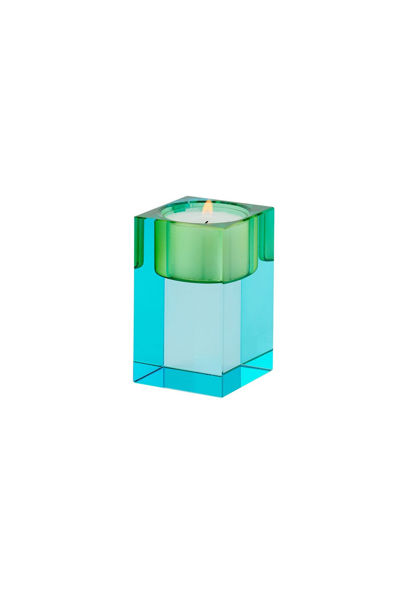 SARI, KRISTALLGLAS, TEELICHTHALTER S(H7,7CM), BLAU/GRÜN, GS
