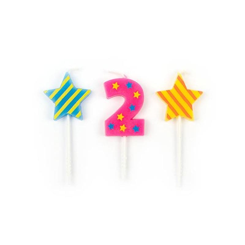 BIRTHDAY FUN ZAHL- UND STERNE-KERZEN NR. 2