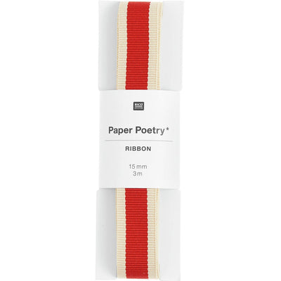 PAPER POETRY WEBBAND DUO STREIFEN ROT/CREME 15MMX3M
