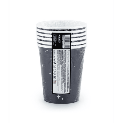 6 Pappbecher Trend - 260ml - Stars Black
