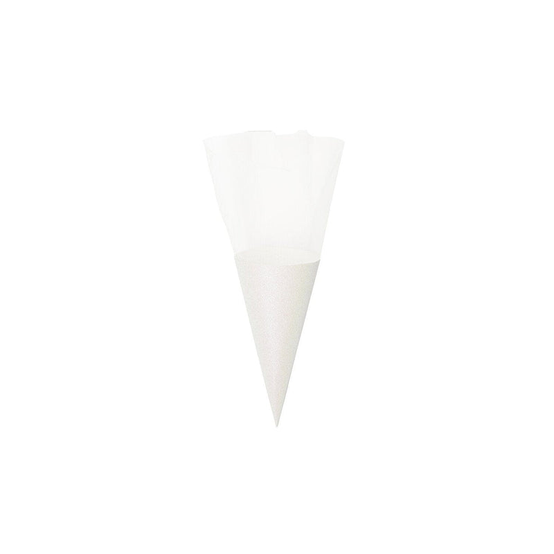 Schultüte mit Tüllverschluss, 20 cm, Glitter-Weiß, FSC Recycled