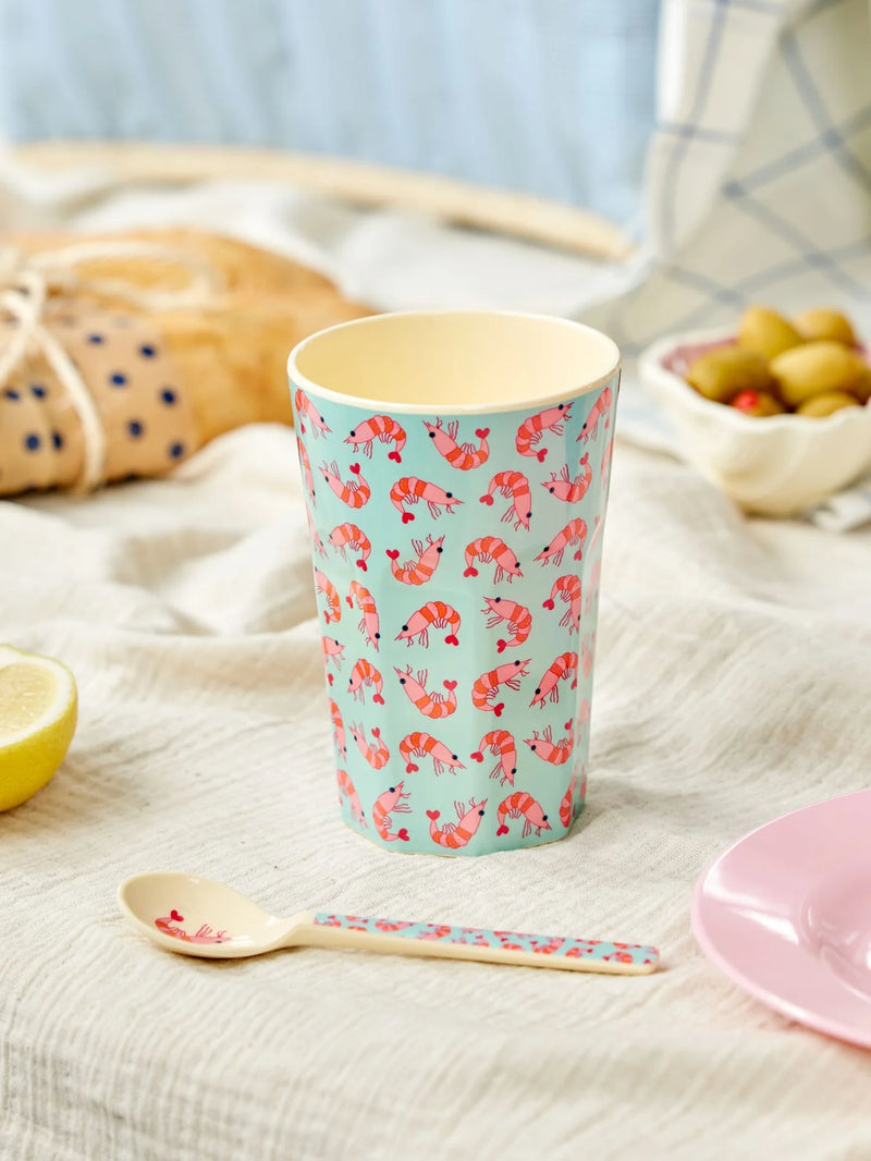 Großer Becher - Mint - Shrimp Print