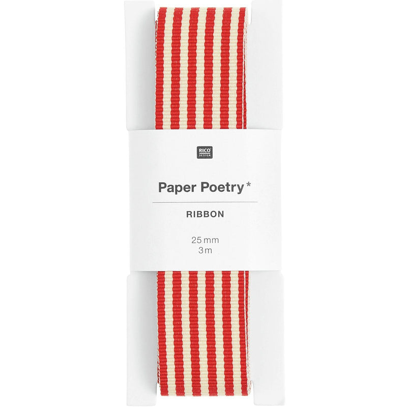 PAPER POETRY WEBBAND DUO STREIFEN ROT/CREME 25MMX3M