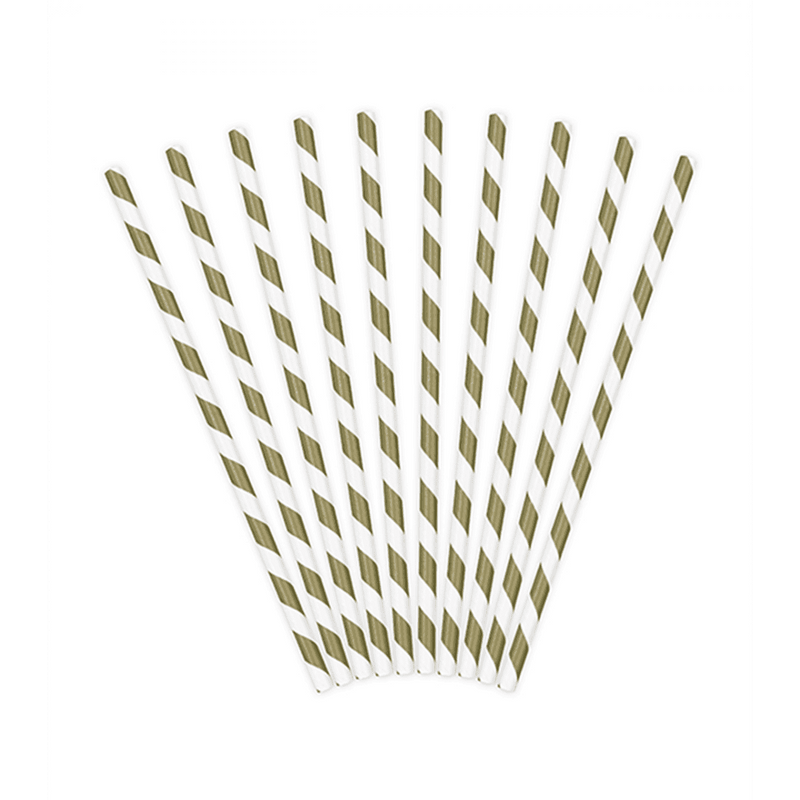 10 Papierstrohhalme - Mix - Gold
