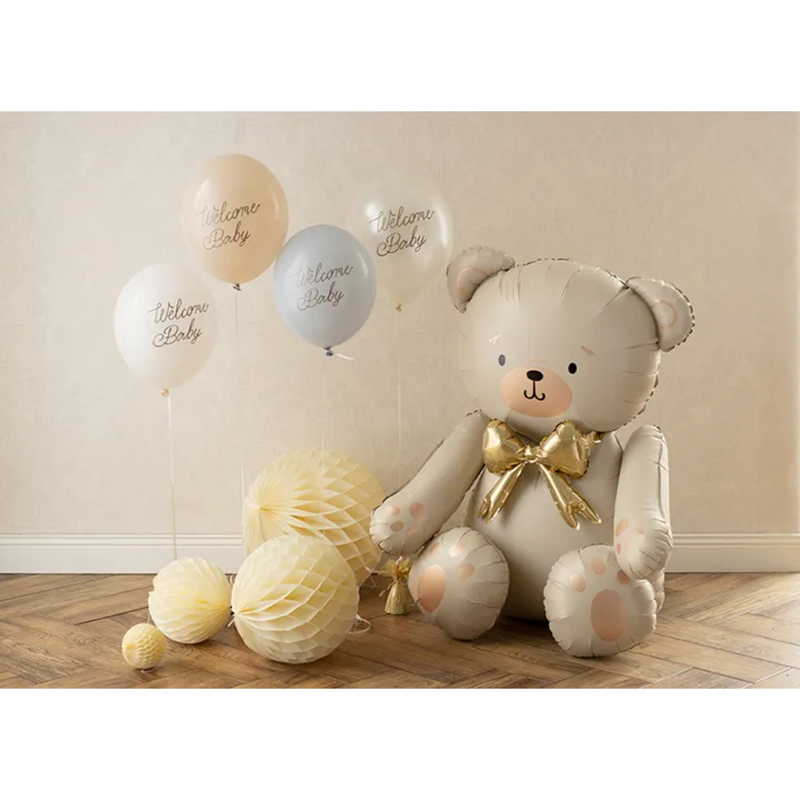 6 Motivballons - Ø 30cm - Welcome Baby - Blau Mix