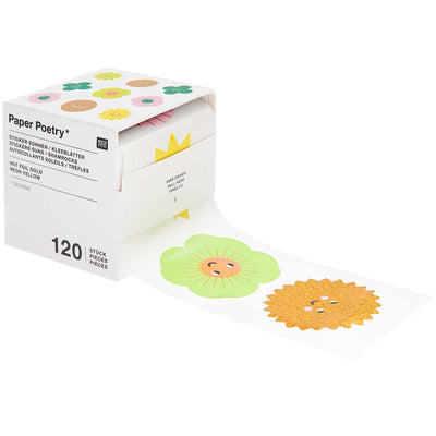 Paper Poetry Sticker Sonnen & Kleeblätter 5,5cm 120 Stück auf der Rolle | Boutique Ballooons