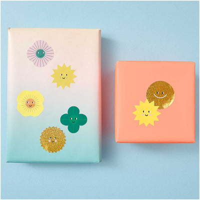 Paper Poetry Sticker Sonnen & Kleeblätter 5,5cm 120 Stück auf der Rolle | Boutique Ballooons
