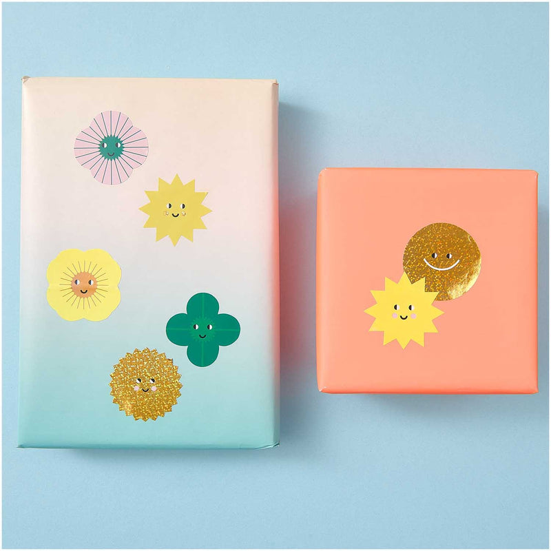 Paper Poetry Sticker Sonnen & Kleeblätter 5,5cm 120 Stück auf der Rolle | Boutique Ballooons