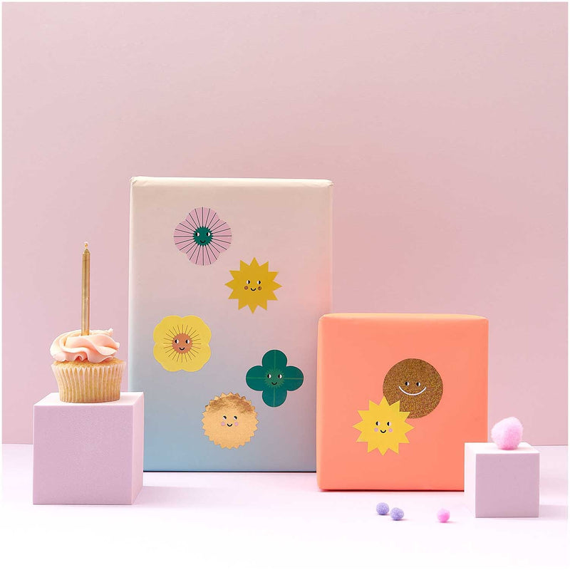 Paper Poetry Sticker Sonnen & Kleeblätter 5,5cm 120 Stück auf der Rolle | Boutique Ballooons